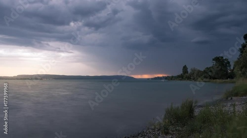 Gewitterwolken ziehen über den Bodensee Zeitraffer photo