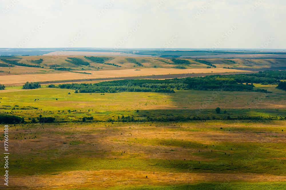 Fields and meadows. Aerial view. Landscape.