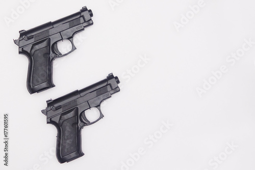 Two Handgun Over White Background