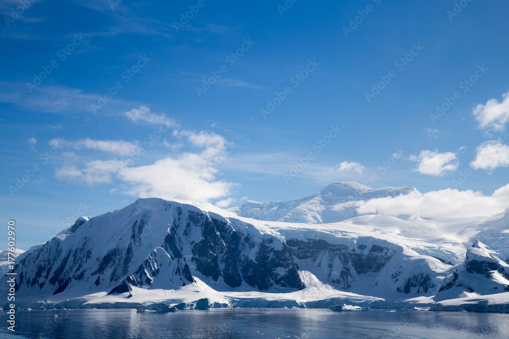 A mountain range in Antarctica. Neumayer Channel.