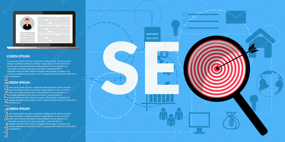 Illustration web analytics design, Seo optimization. On blue background eps 10 Illustration web analytics design, Seo optimization. On blue background eps 10
