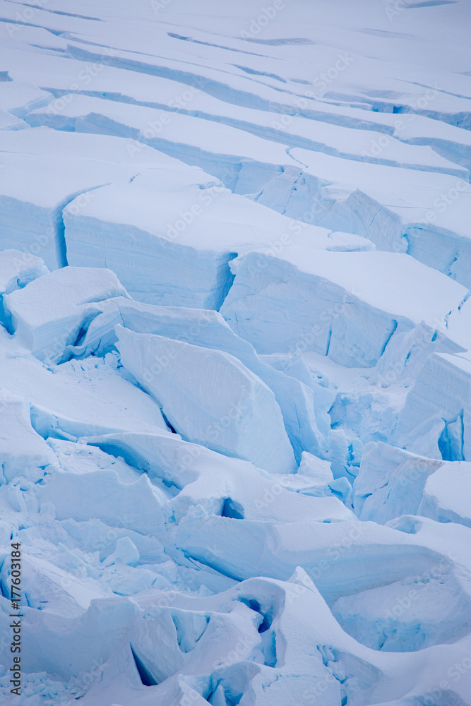 Huge crevasses on this glacier in Antarctica