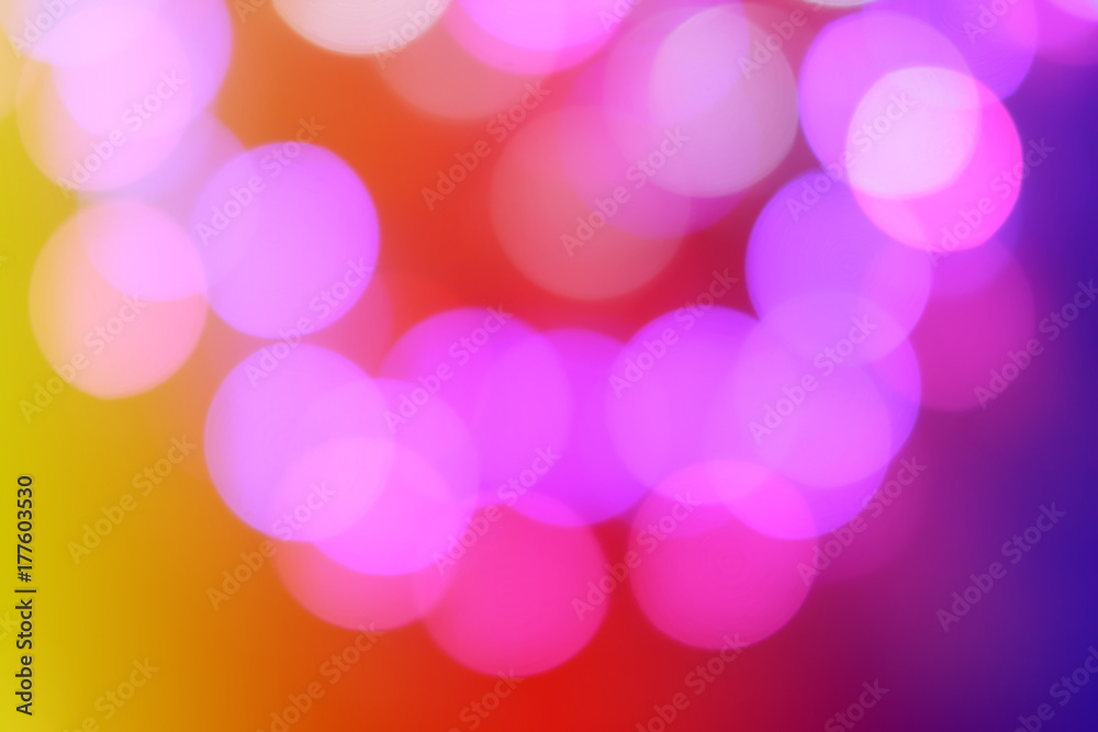 Colorful abstract blurred circular bokeh light of night city street for background. graphic design and website template idea concept design.