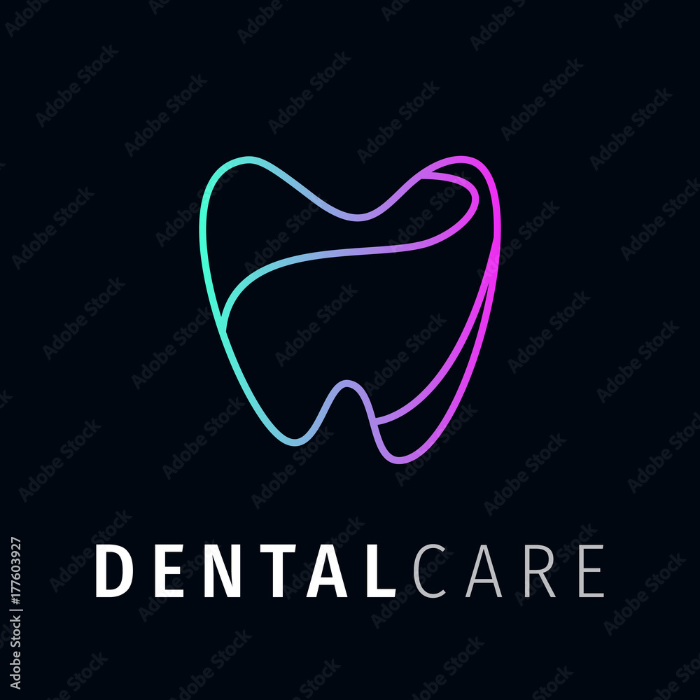 Fototapeta premium Dental Logo. Zahnmedizin. Dental Clinic Logo Tooth abstract Linear Dentist stomatology. Tooth dentist company logo.