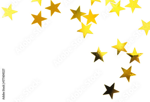 gold stars isolated on white background with copy space