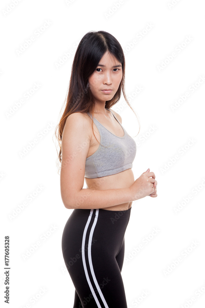 Asian strong healthy girl in sport dresses. Asian strong healthy girl in sport dresses.