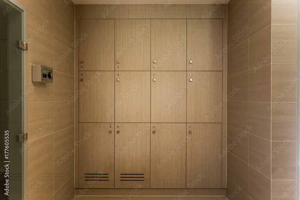 wooden locker room in the modern building