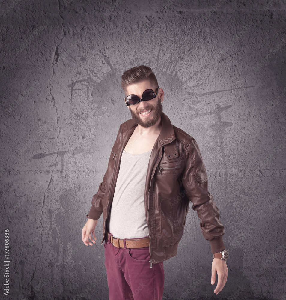 Stylish male with beard and sunglasses