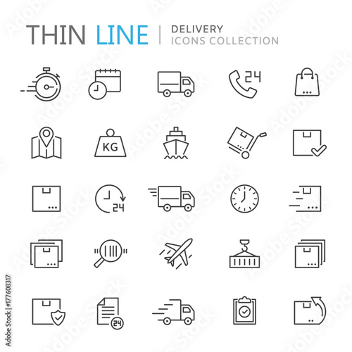 Collection of delivery thin line icons © Skellen