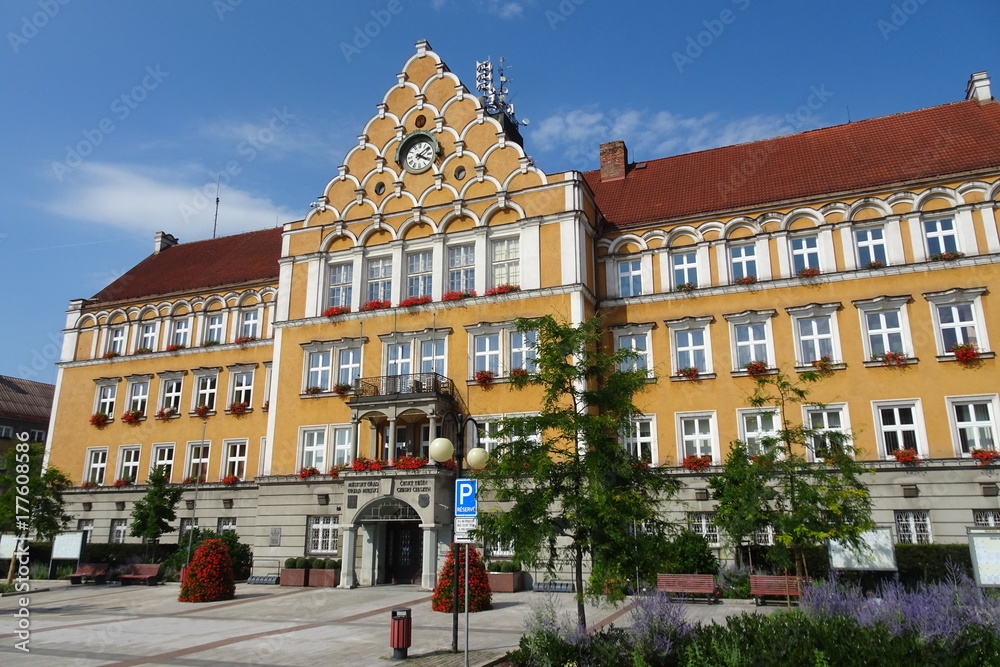 Obraz premium Cesky Tesin - city Hall and Main Square - Czech Republic