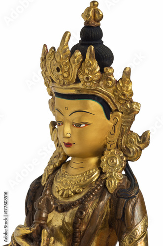 Closeup of Vajrasattva statuette (bust) isolated