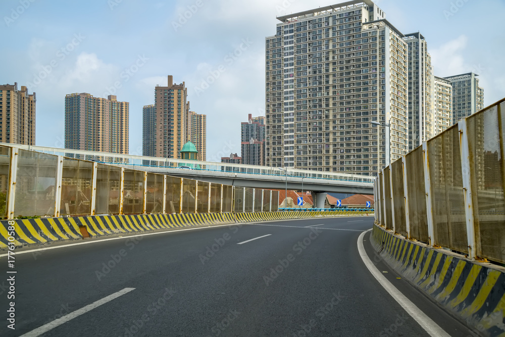 Urban construction roads and skyline