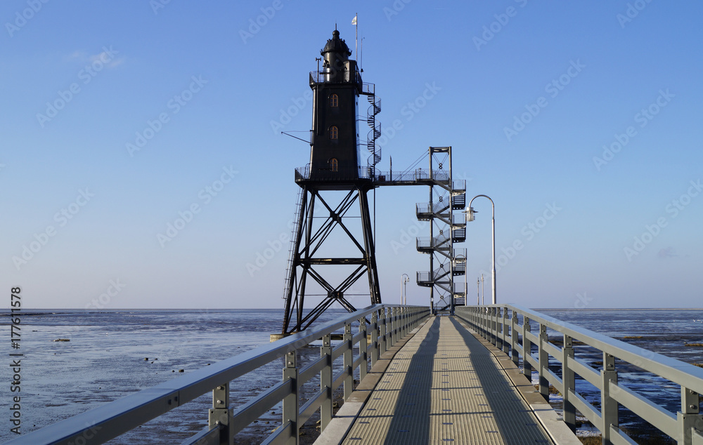 Leuchtturm an der Nordsee, Wattenmeer, Deutschland