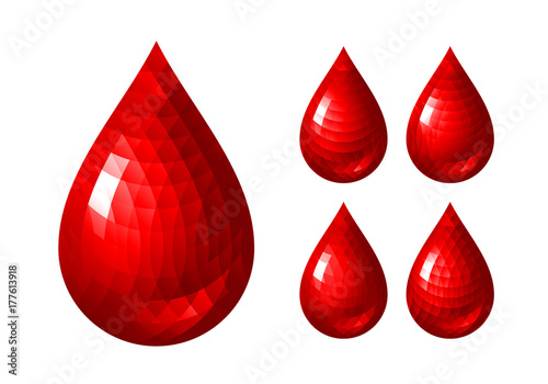 Set of red blood drop icons