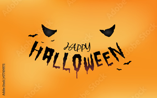Halloween eyes with typography on scary orang background.