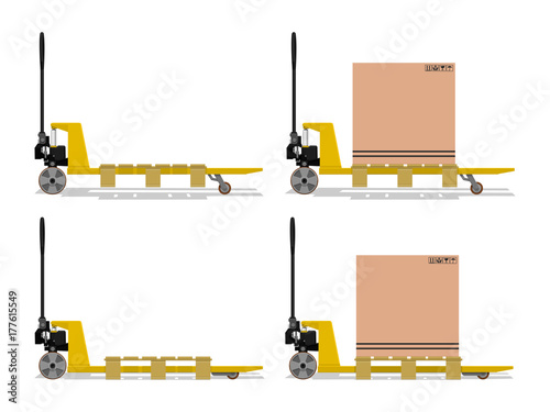Isolated Pallet truck with pallet on transparent background
