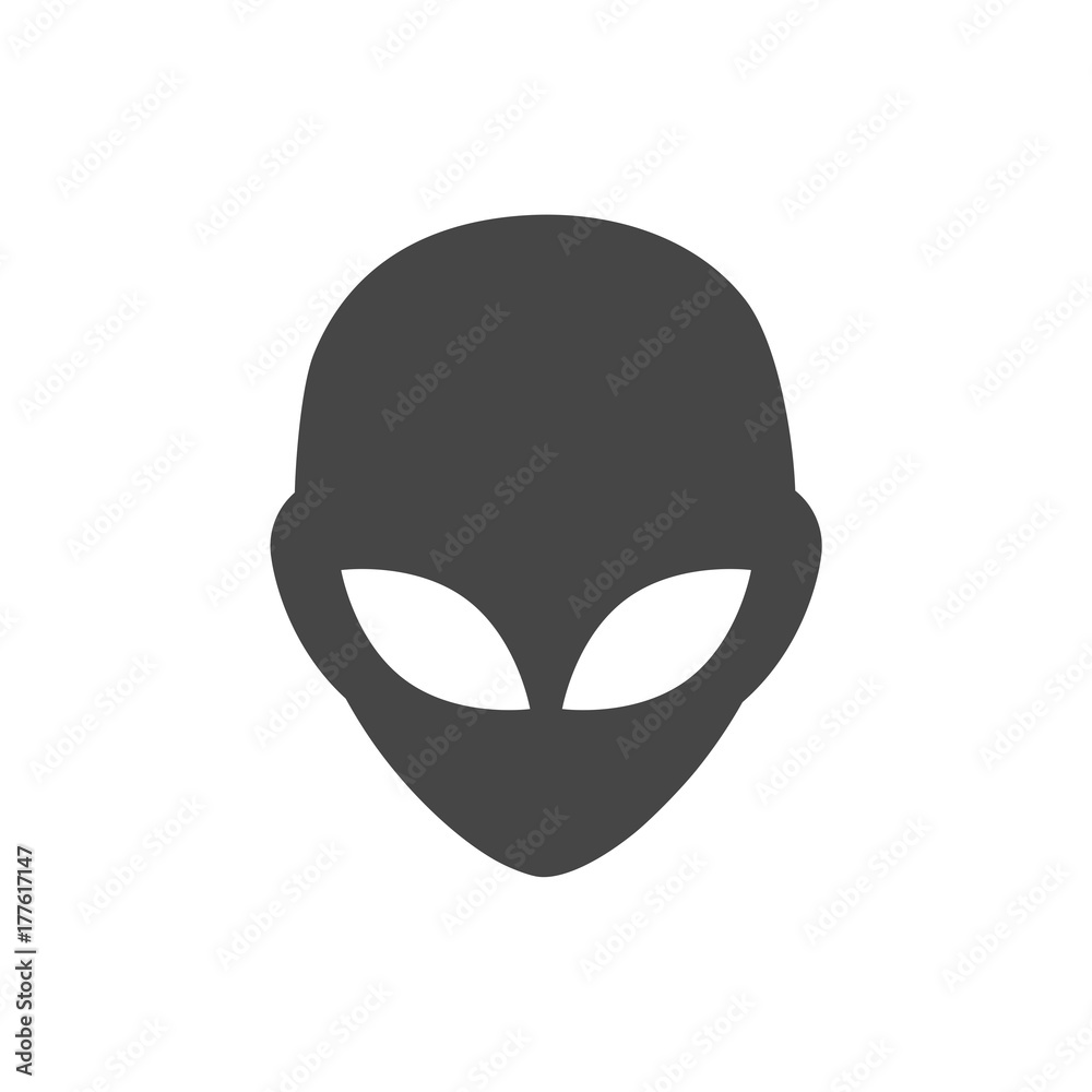 Alien head icon, Extraterrestrial alien face