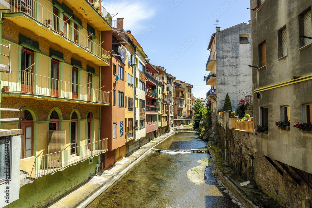 sight of the town of Camprodon in Gerona, Spain.