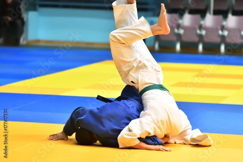 Two judoka on the tatami