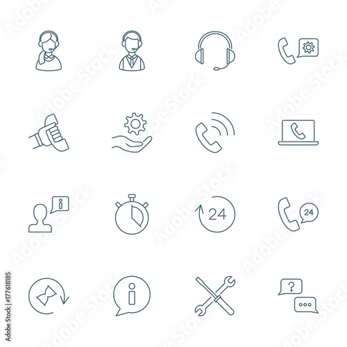 Support service, call center icons set