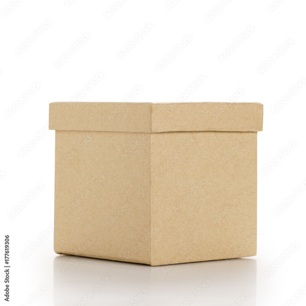 brown paper box with lid isolated on white brown paper box with lid isolated on white