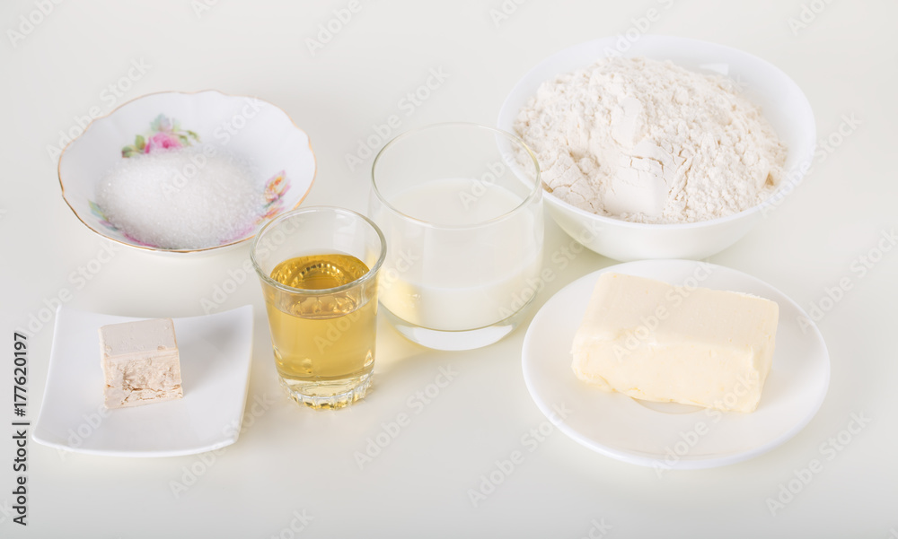 Ingredients for dough. Ingredients for dough.