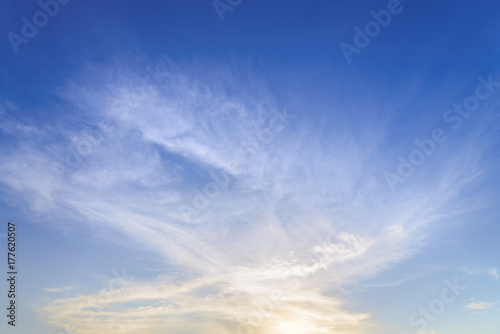 Blue sky with close up white fluffy tiny clouds background and pattern