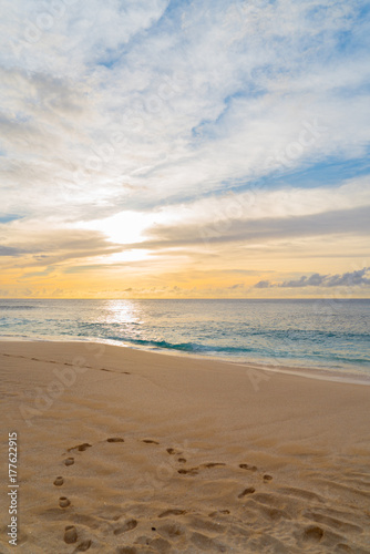 Tropical beach sunset sunrise heart