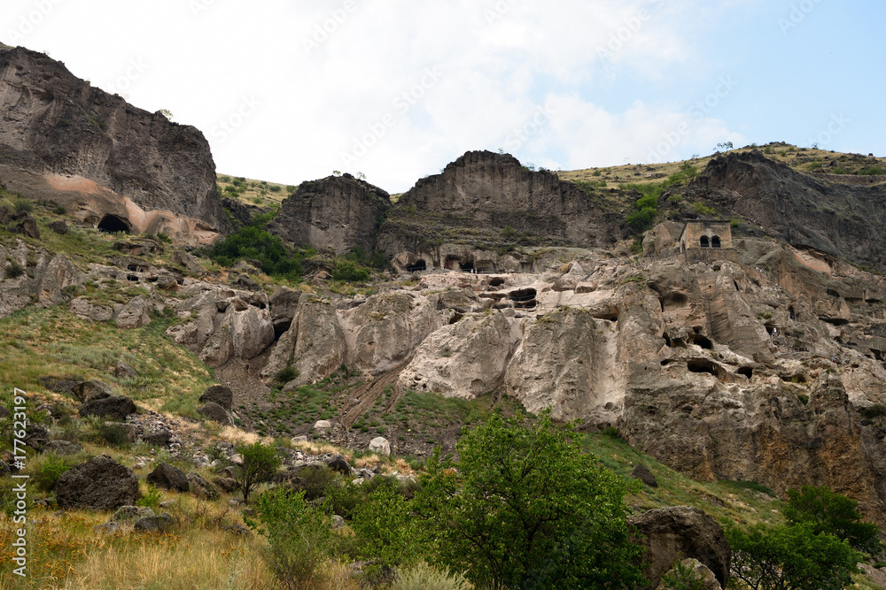 Cave monastery coverd in rock, Vardzia, Georgia Cave monastery coverd in rock, Vardzia, Georgia