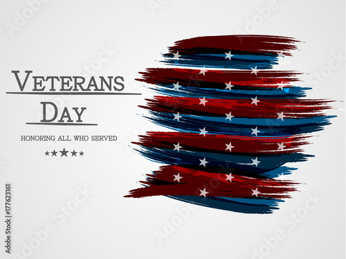 Banner of happy veterans day holiday flag sign illustration design over a white background.