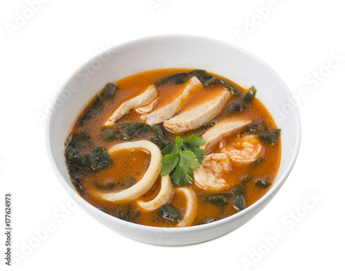 Delicious Thai tom yum soup.