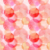 Abstract beautiful artistic tender wonderful transparent bright autumn orange pink red circles different shapes pattern watercolor hand illustration. Perfect for textile, wallpapers, and backgrounds