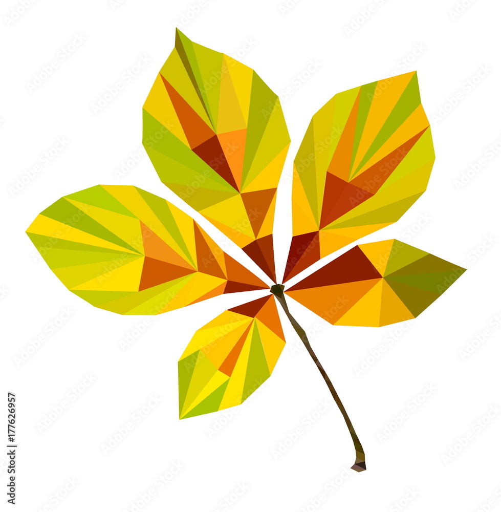 polygon picture of autumn leaf chestnut