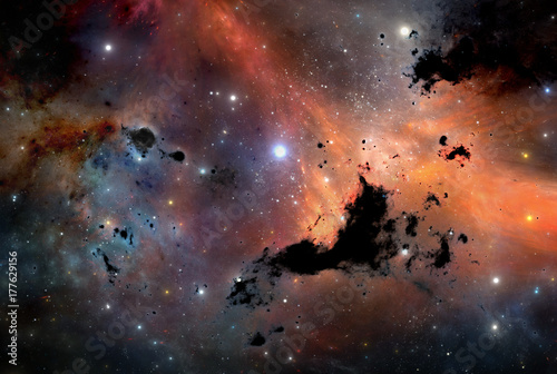 Fototapeta Naklejka Na Ścianę i Meble -  Night sky space background with nebula and stars