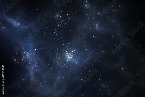 Fototapeta Naklejka Na Ścianę i Meble -  Night sky space background with nebula and stars