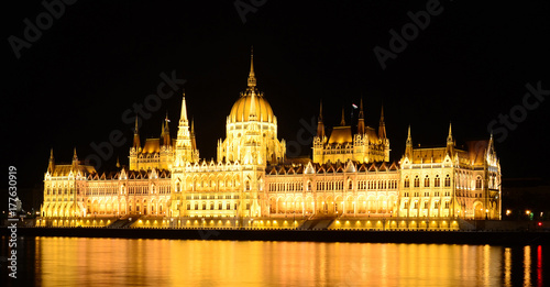 Parliament building of Budapest by night, Hungary