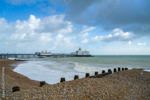 EASTBOURNE, EAST SUSSEX/UK - OCTOBER 21 : Tail End of Storm Brian Racing Past Eastbourne Pier in East Sussex on October 21, 20017