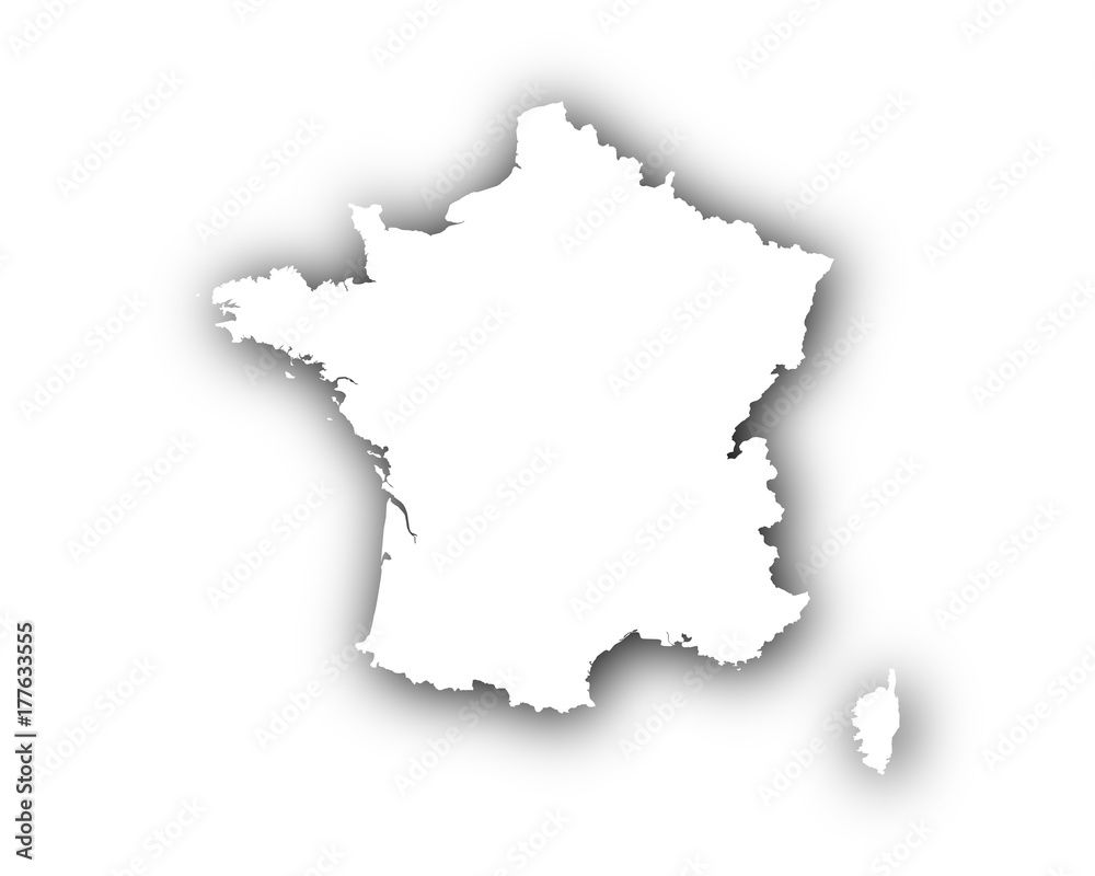 Karte von Frankreich mit Schatten
