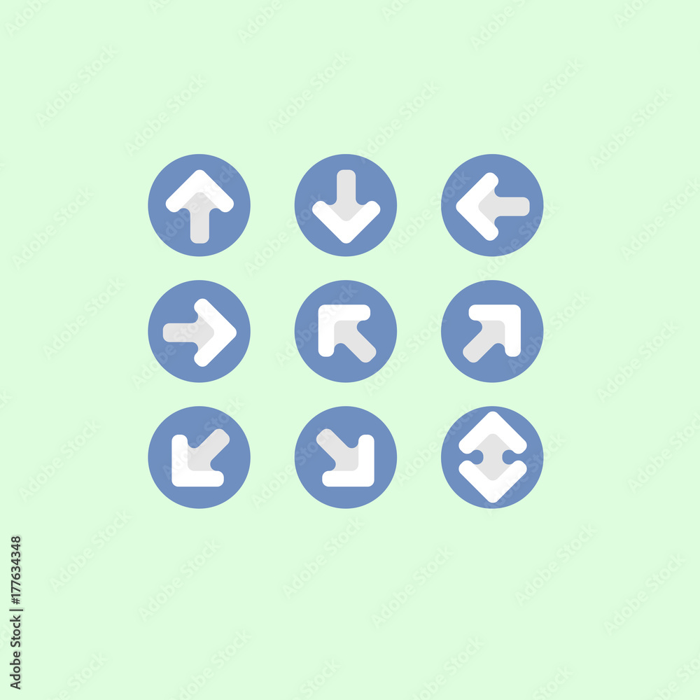 arrow blue set Icon on blue background. vector illustration. web. symbol arrow blue set Icon on blue background. vector illustration. web. symbol