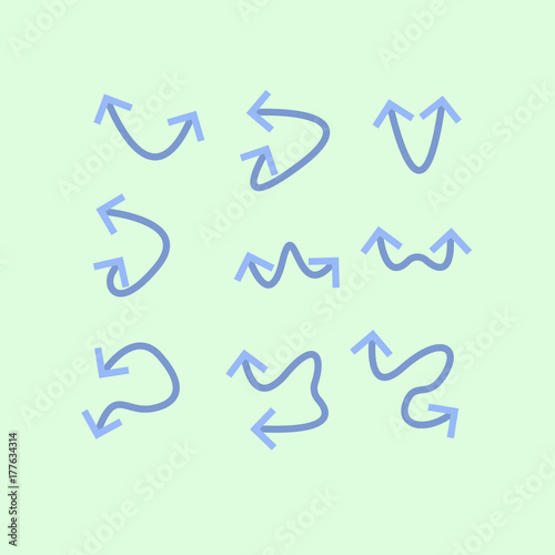 arrow blue set Icon on blue background. vector illustration. web. symbol