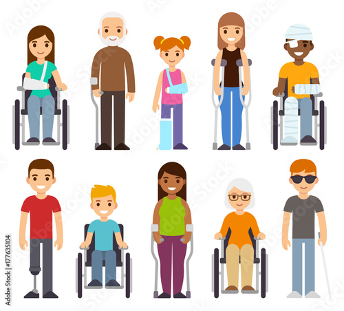 Sick and disabled characters set.