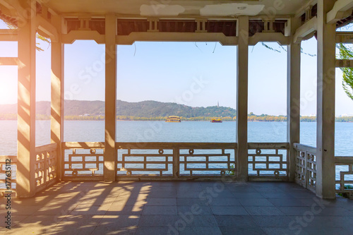 The beautiful architectural landscape of Hangzhou  West Lake