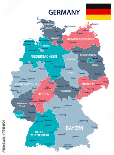 Canvas Print Germany - map and flag illustration