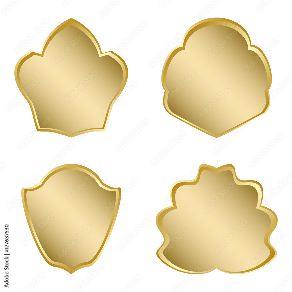 set of bright golden frames with gradient - vector