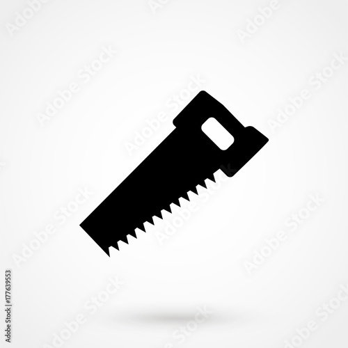 Hacksaw or hand saw symbol sign silhouette icon on background