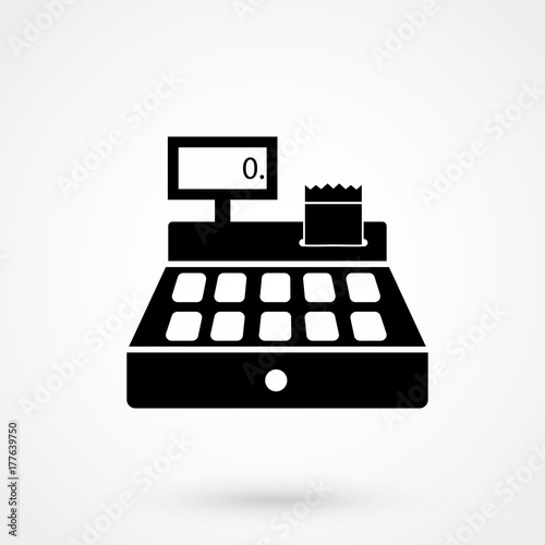 Cash Register Flat Icon On White Background