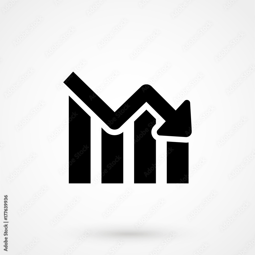 bars descending graph icon on white background bars descending graph icon on white background