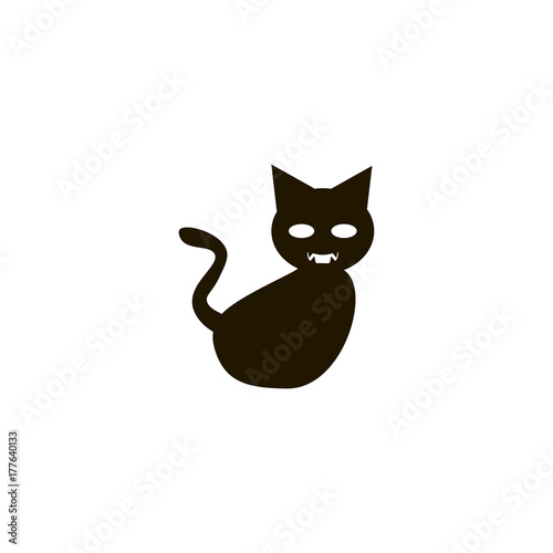 halloween black cat icon. flat design