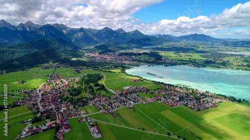 Panorama from the air Forggensee and Schwangau, Germany, Bavaria photo