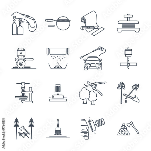 set of thin line icons electrical hand tools, equipment, repair